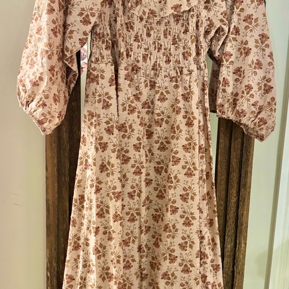 Rylee + Cru Brown Orange Pleated Tie Front Sundress - Picture 3 of 3